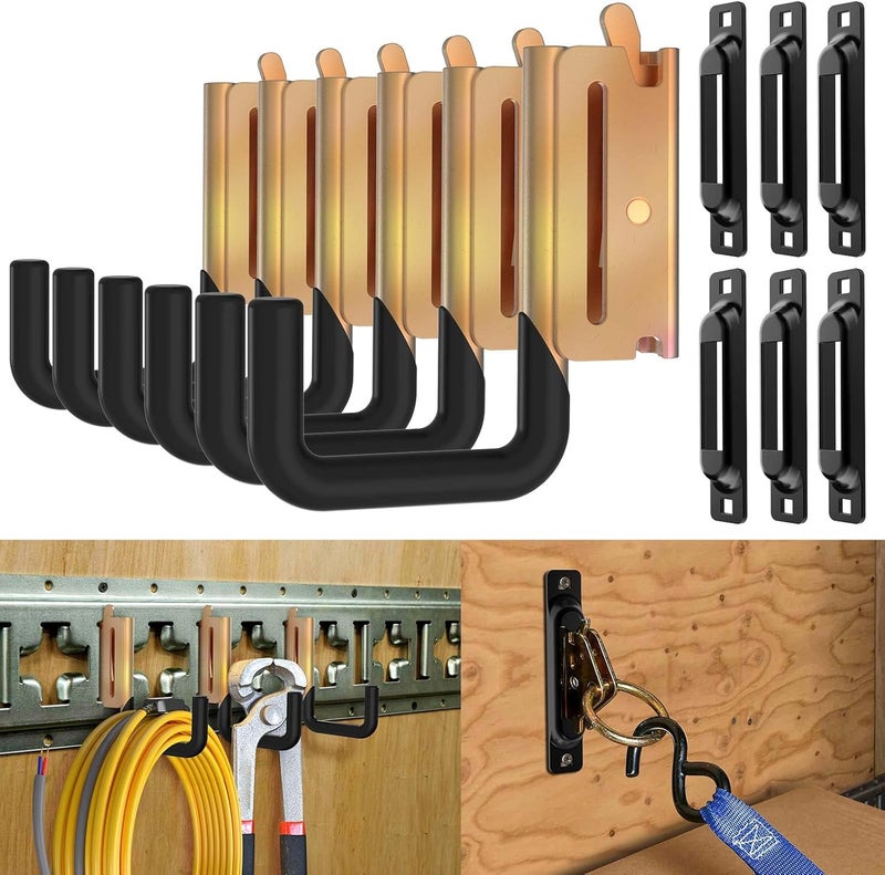 Eegoowa E Track Hooks Heavy Duty E Track J Hooks E Track X Track Steel Hanger, Spring Fitting E Track Accessories for Enclosed Trailer - Image 2